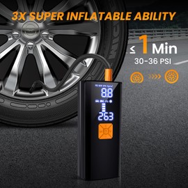 Yinet-EU Tyre Inflator Portable Air Compressor,20000mAh and 150PSI Cordless Air Pump with Digital LCD Pressure Gauge One Click Electric Tyre Inflator for Car,Motorcycle,Bike and Balls