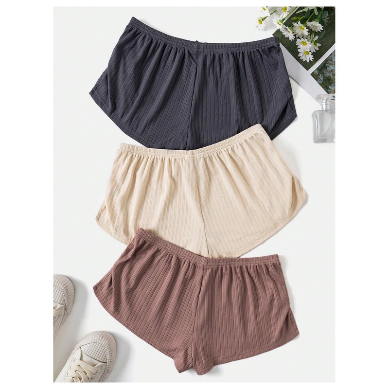 SHENHE Women's 3 Pack Soft Pajama Shorts Elastic Waist Solid