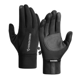 ZVCXOE Outdoor gloves Cold weather gloves Touch screen compatible Cycling Fleece lining Waterproof Windproof Coldproof Warm Non-slip Fishing Commuting School Work Unisex Winter Black XL