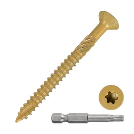 METALLIXITY Deck Screws (#9x2") 120Pcs, Carbon Steel Wood Screw Decking Screws with T25 Torx Drive Head - for Wood Fence, Table, Chairs, Tan
