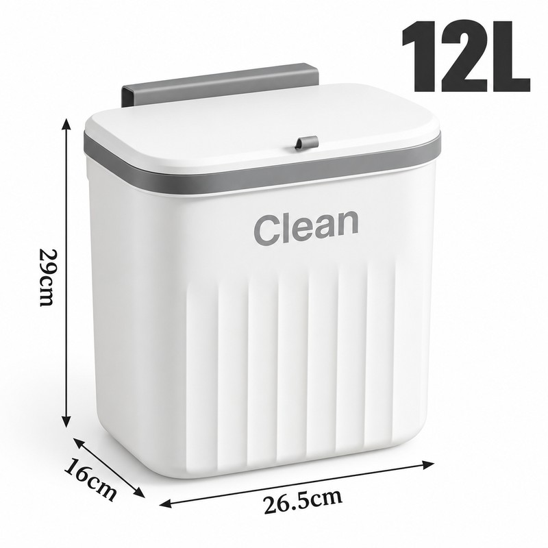 12L Hanging Kitchen Trash Can for Cabinet Doors – Space-Saving