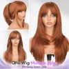 Eawwii Long Reddish Brown mix Blonde Wig with Bangs for