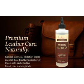 Verdana Leather Oil Conditioner – Natural, Odorless, Non-Toxic – Oxidation-Stable Coconut Formula – Ideal for Leather Couches, Shoes, Bags, Purses, Car Seats & Interior etc., – No Residue – 8 Fl Oz