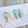 Snow Crystal Ball Handmade Nail Tip - Long Point /