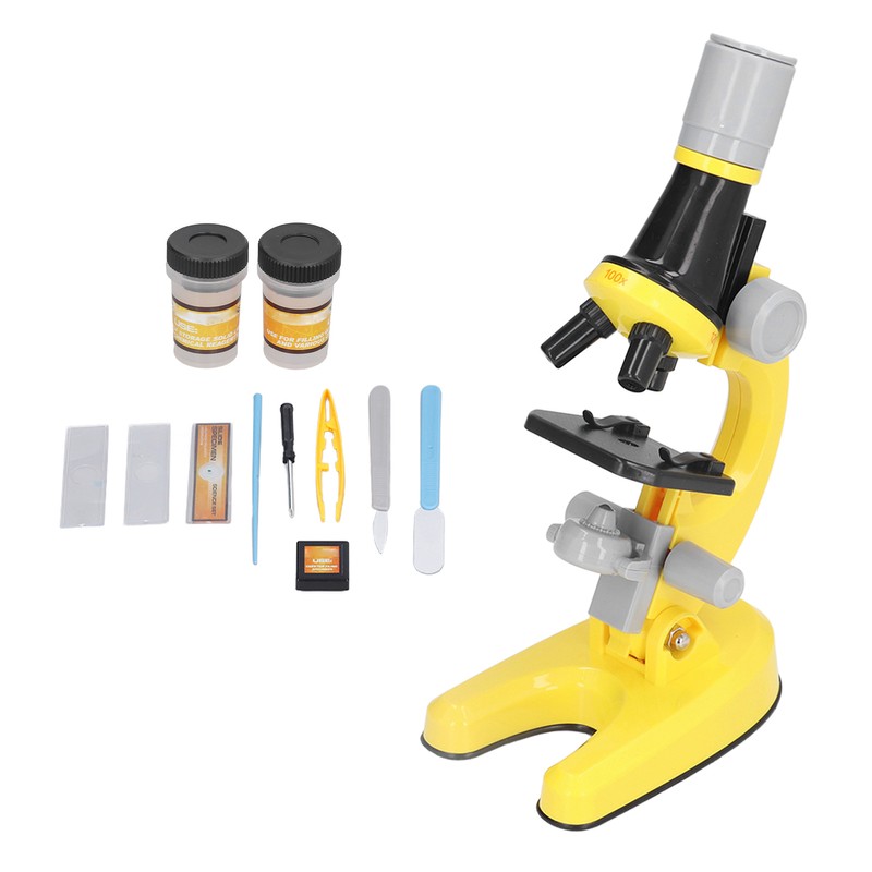 Kids Microscope Kit LED 1200X Microscope with Specimen Slides Science