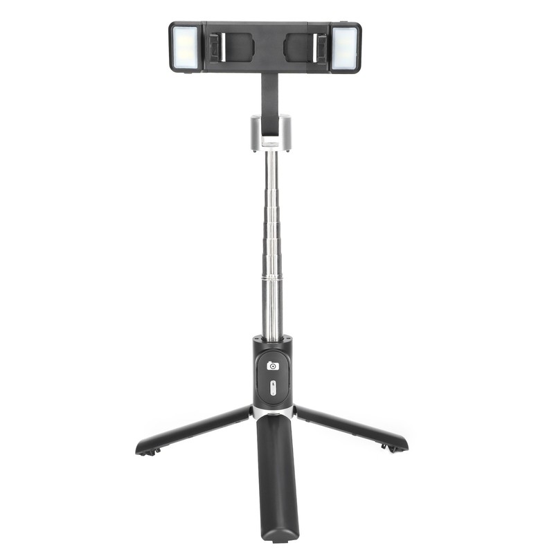 Tripod Selfie Stick with Light Mobile Phone Wireless Bluetooth Foldable