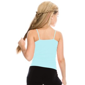 Kurve Girl’s Sleeveless Tank Top – Stretch Undershirts Cami Camisole, Dance, Yoga, Gymnastics Class, UV Protective Fabric, Rated UPF 50+ (Made in USA), Baby Blue, Age 4-6