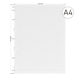 A4 Lined Refill Paper, 290x210mm, 4-Ring, 100GSM 10mm Wide Ruled, 45 Sheets