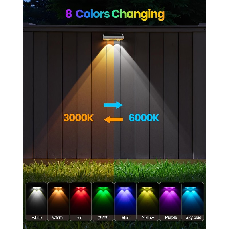Bridika Solar Fence Lights Outdoor Waterproof, 12 Pack Solar Powered
