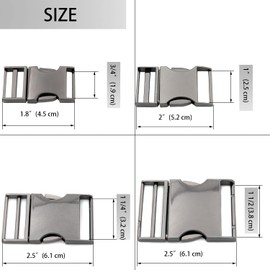 Metal Quick Side Release Buckle 1 PCS Metal Quality Webbing Bag Clip Lock Belt Strap Backpacks (Silver,1 1/2")