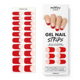 MOYOU LONDON Semi-cured UV Gel Strips - Pack of 20 - Gel Nail Foils UV Hardening for Salon Quality Manicure - Flaming Lip