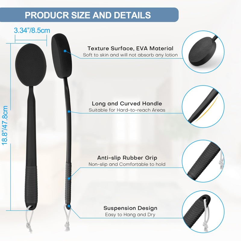 Lotion Applicator for Back, Feet & Legs, Long Plastic Handle