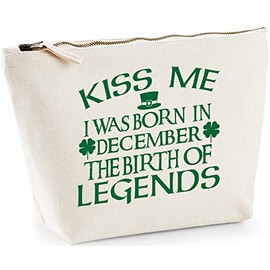 Hippowarehouse Kiss me I was born in December the birth of legends printed make up cosmetic wash bag 18x19x9cm