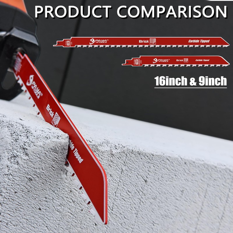 PAYA TOOLS Demolition Masonry Reciprocating Saw Blade, Carbide Blades for