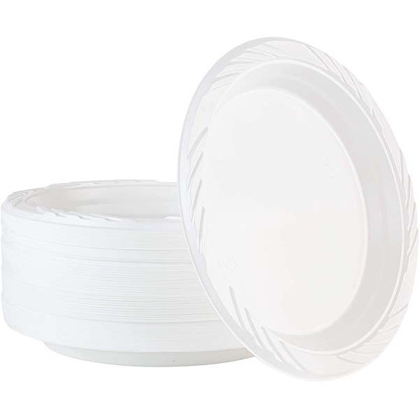 100 Count Disposable 7 Inch White Plastic Plates