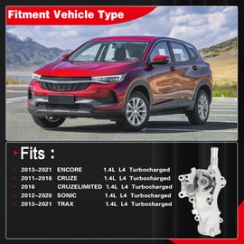 YBDDZH Water Pump Thermostat Kit Compatible with 2013-2020 Encore & 2011-2016 Cruze & 2016 Cruze Limited & 2012-2020 Sonic & 2013-2020 Trax L4 1.4L Turbocharged Engine, OE AW6662 25192709 55565336