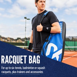 Raquex Tennis Bag - Racket Bag for Tennis, Badminton & Squash Racquets. Blue, Black or Magenta. Badminton Bag, Holds up to 6 Racquets + Accessories + Trainers