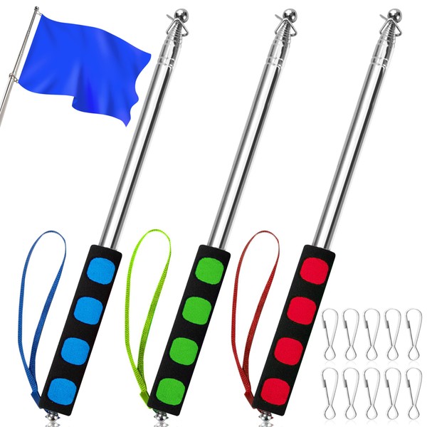 Telescopic Flag Pole 3pcs 1.6 M Stainless Steel Handheld Flag