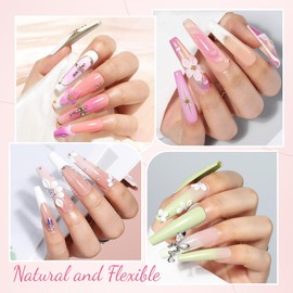 UNA GELLA Extra Long Coffin Nail Tips No C Curve 504PCS XXL Coffin Nails Half Cover Long Coffins Gel Nails Tips Clear Fake False Nails Long Gel Extensions for Nail Art Salon Home DIY No Need File
