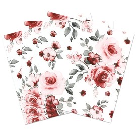 Zelten 2-Ply 20 Count Colored Paper Napkins Shabby Chic Napkins for Wedding Dinner Tea Party Decoration E (Pink Rose, 1)