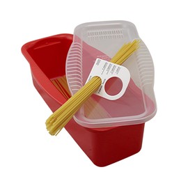 Dependable Industries BPA-Free Non-Stick Microwave Pasta Cooker in Red with Portioning Tool - Fast, Easy Meals In Minutes Cooks All Types Of Pasta