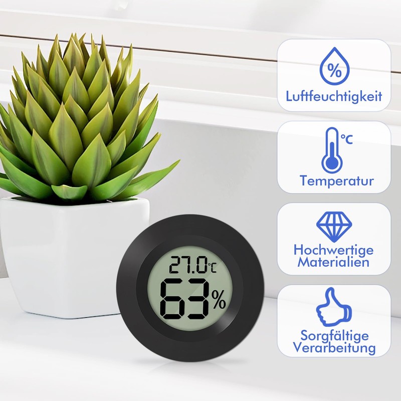 Mini Digital Hygrometer, 10 Pack Mini Hygrometer, ℃/℉ Adjustable, 2-in-1