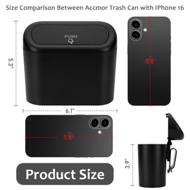 Accmor Car Trash Can with Lid, Mini Auto Dustbin Garbage Organizer with 30 Pcs Plastic Trash Bag, Automotive Garbage Container Bin for Vehicle, Home, Office