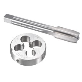 TOP-VIGOR M12 x 1mm Metric Tap and Die Set, Machine Thread Screw Tap with Round Threading Die, Heavy Duty Tap & Die Kit for DIY, Repair, Cutting External and Internal Thread