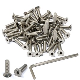 iexcell 50 Pcs M5 x 20mm Thread Pitch 0.8 mm Stainless Steel 304 Hex Socket Flat Head Cap Screws Bolts Kit
