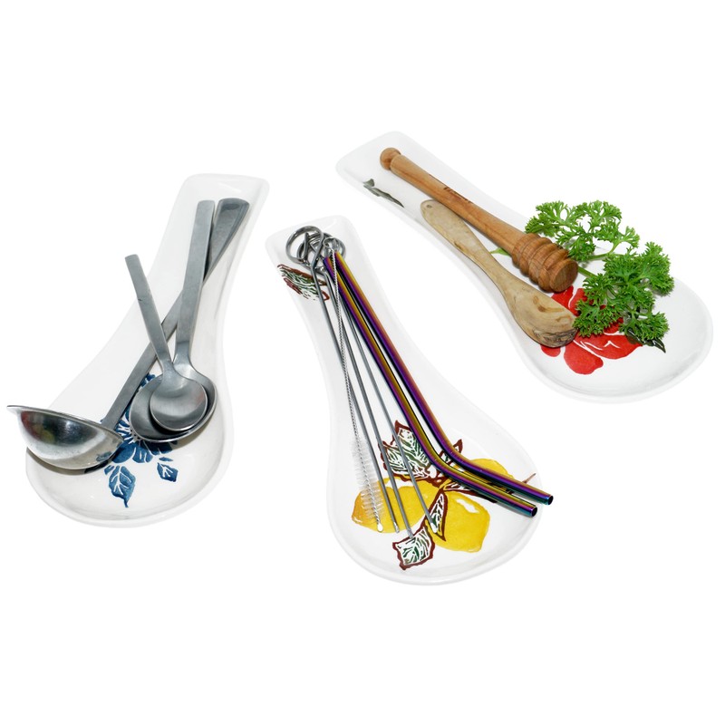 Lashuma Spoon rests, colourful poppy, set of 2 cutlery shelves,