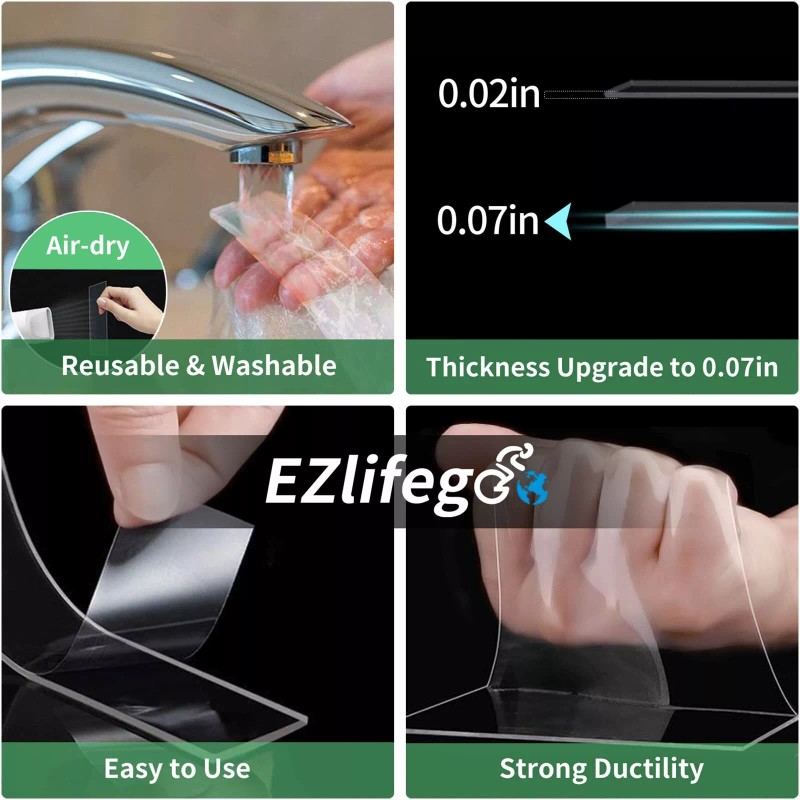 EZlifego Double Sided Tape Heavy Duty, Extra Large Nano Double