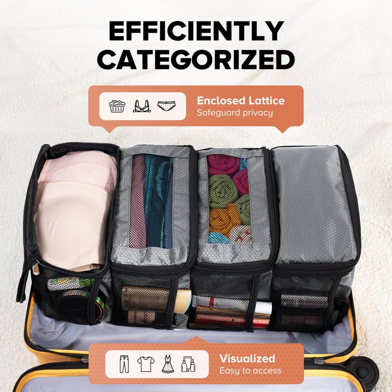Vokelater Suitcase Organizer - Travel Luggage Hanging Shelves Packing Cube