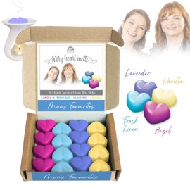 Mum's Favourites - Mixed Wax Melts - 4 Each of 4 Angel,4 Fresh Linen, 4 Lavender, 4 Vanilla Wax Melts Gift Set for Mother's Day 16 x 5 g Heart Shaped Scented.