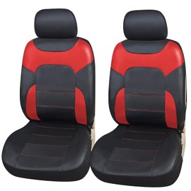 Upgrade4cars Upgrade4cars Sitzbezge Auto Vordersitze Leder-Optik | Kunstleder Schonbezge Set Universal Schwarz Rot | Auto-Zubeh?r Innenraum Sitzschoner