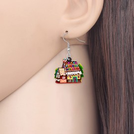 BAMAY Christmas Acrylic Sweet Candy House Earrings Drop Dangle Fashion Jewelry for Women Charms Gifts (Multi)