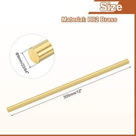 uxcell 1 Pcs 23/64"(9mm) Dia Brass Solid Round Rod, 12"(305mm) Length H62 Brass Lathe Bar Stock Round Brass Rod for DIY Crafts Industry Construction