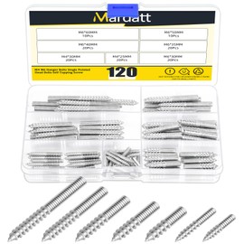 Mardatt 120Pcs M4 M6 Hanger Bolts, Double Headed Bolts Self-Tapping Screw Hanger Bolts for Furniture Screws Double Screw Threaded Rods Bolt, M4x25, M4x30, M6x30, M6x35, M6x40, M6x50, M6x60