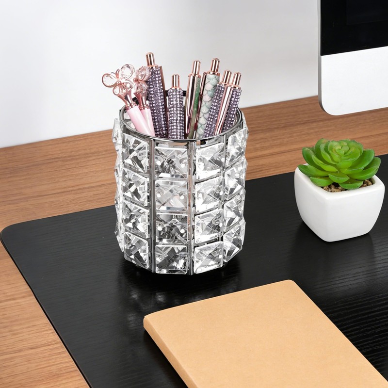 Biiange Crystal Pen Holder, Silver