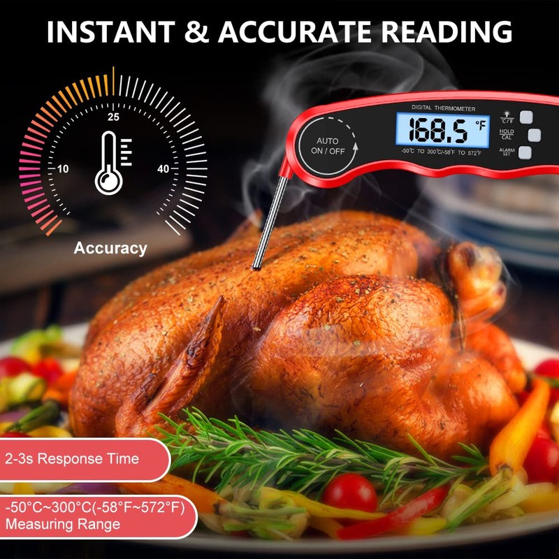 Meat Thermometer Instant Read, TEUMI Digital Food Thermometer with Dual