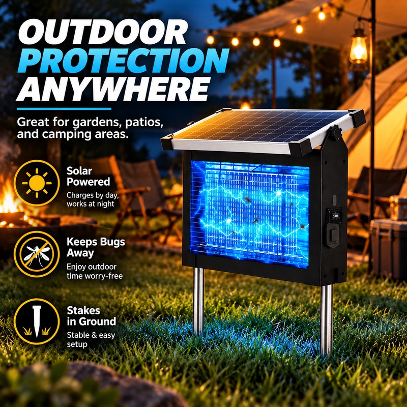 Solar Bug Zapper for Outdoor Use – 4500V Waterproof Mosquito