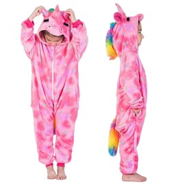 Moiuguli Unicorn Costume Children's Pyjamas Unicorn Costume Onesie, Animal Costume Unicorn Jumpsuit for Baby Child Girls Carnival Cosplay Costume (Pink)