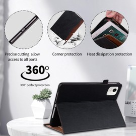 ONETHEFUL Tablet Case for Honor Pad X9a 11.5" 2025 - Protective PU Leather with Multi-Angle Adjustable Stand, 2 Card Slots, Pen Holder | Black