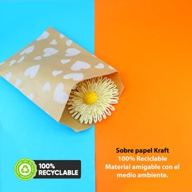 100 braune Papiertüten, Herzmuster, Sterne, Kraftpapier-Umschläge für Geschenke, Süßigkeitenverpackungen für Kekse (Herzen, 6 x 13 cm (100 Stück))