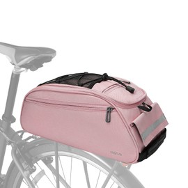 MOSISO Bike Rack Bag, Waterproof Bicycle Trunk Pannier Rear Seat Pouch Cycling Bike Carrier Backseat Storage Luggage Saddle Shoulder Bag, Pink