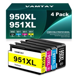 VAMTAY (4 Pack) Remanufactured 950XL 951XL Ink Cartridges Replacement for 950 951 XL Combo Pack (1 Black, 1 Cyan, 1 Magenta, 1 Yellow)