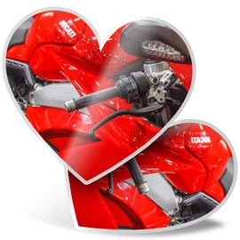 2 x Heart Stickers 7.5 cm - Red Sports Bike Motorbike Biker Fun Decals for Laptops,Tablets,Luggage,Scrap Booking,Fridges, #12332