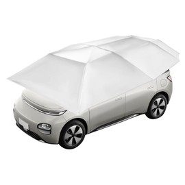 Car Umbrella, Car Cover Tent, Removable Carport Folding Portable Automotive Awning Cover, Sun Protection Shade Tent for Vehicles with Carrying Bag, 165.35 Inches Length (Silver Gray)