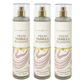 Bath and Body Work FRESH VANILLA BLOSSOMS 3 Piece Fine Fragrance Mist Bundle - 8 fl oz / 236 mL each