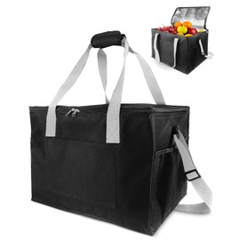 Evolpor 35L Foldable Insulated Cooler Bag – Reinforced Handle, Dual Mesh Pockets, Lightweight & Leak-Proof for Camping, Travel, BBQ (Black)