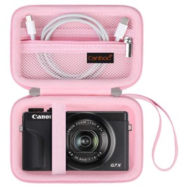 Canboc Hard Case for Canon PowerShot G7X Mark II/III / G5 X Mark II Digital Camera, Mesh Bag fit Battery, Charger, USB Cable, Pink